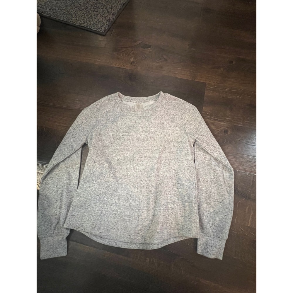 Calia by Carrie Underwood Womens Gray Ribbed Raglan Long Sleeve Top Size S